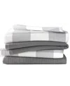 Blue Loom Jackson Plaid Waffle Weave Kitchen Towel, Set Of 4 In Ash Gray