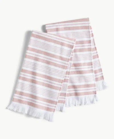 Blue Loom Parker Stripe Kitchen Towel, Set Of 2 In Terracotta