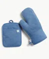 Blue Loom Tatum Potholder And Oven Mitt 2-piece Kitchen Set In Denim