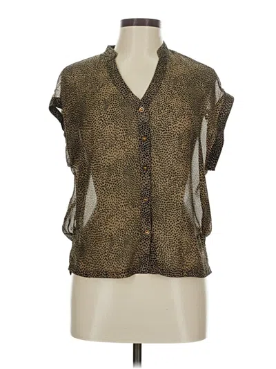 Pre-owned Blue Loop Short Sleeve Blouse In Brown