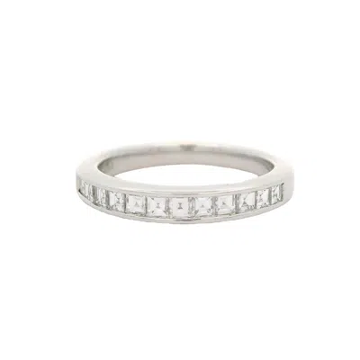 Pre-owned Blue Nile Platinum 0.60ctw Channel Set Square Step Diamond Wedding Band Ring