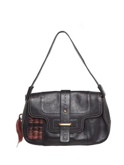 Blue Nude Women's Black / Pink / Purple Zagora Merino Wool & Leather Upcycled Flap Bag In Black/pink/purple