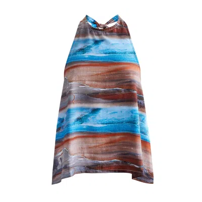 Blue Nude Women's Blue / Brown Mesa Tie Halter Top In Blue/brown
