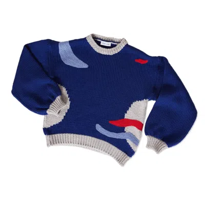 Blue Nude Women's Blue / Grey / Red Cortes Blue Intarsia Merino Wool Sweater In Blue/grey/red