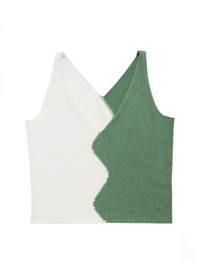 Blue Nude Women's Green / White Agave Sleeveless Knit Top In Green/white