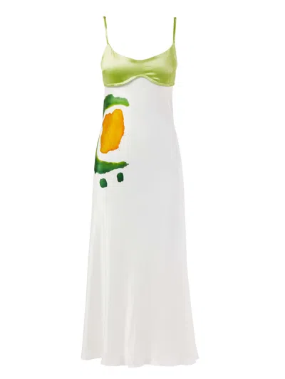 Blue Nude Women's Green / White Idra Bodice Maxi Dress In Multi