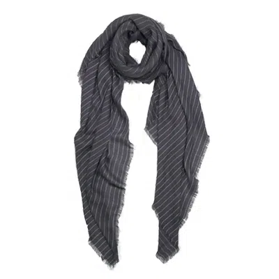Blue Pacific Fashion Tissue Stripe Scarf In Pinstripe Slate In Multi