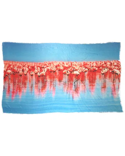 Blue Pacific Flamingos Silk-blend Print Scarf