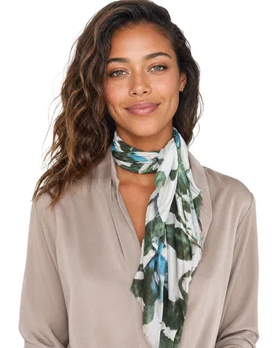 Blue Pacific Floral Dip Silk-blend Neckerchief In Neutral
