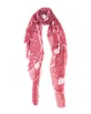 Blue Pacific Floral Fade Cashmere-blend Scarf In Red
