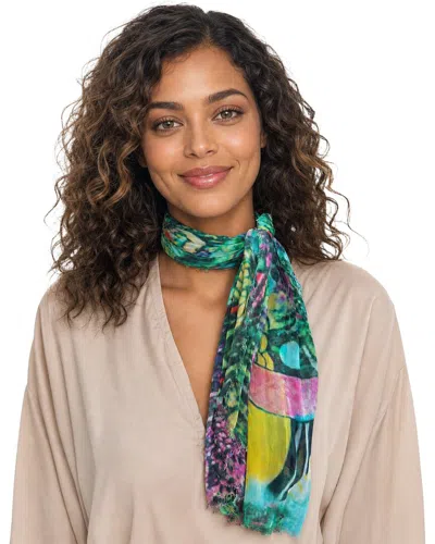 Blue Pacific Floral Seashells Cashmere-blend Neckerchief In Multi