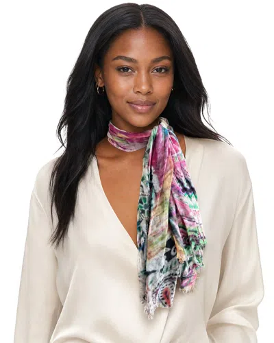 Blue Pacific Floral Seashells Cashmere-blend Neckerchief In Multi