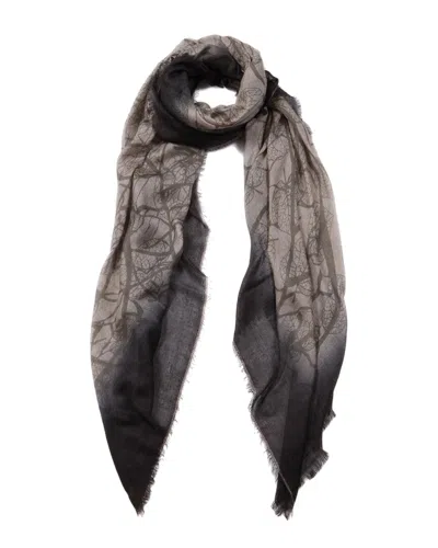 Blue Pacific Glitter Leaves Cashmere-blend Scarf In Brown