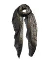 Blue Pacific Glitter Leaves Cashmere-blend Scarf In Green