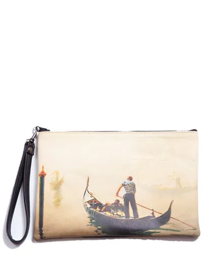 Blue Pacific Gondola Leather Wristlet In White