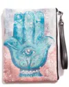 Blue Pacific Hamsa Canvas Wristlet In Blue