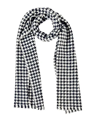 Blue Pacific Houndstooth Cashmere-blend Scarf In Brown
