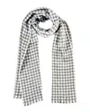 Blue Pacific Houndstooth Cashmere-blend Scarf In Gray
