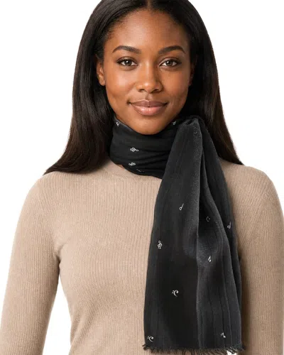 Blue Pacific Icon Notes Cashmere-blend Neckerchief In Black