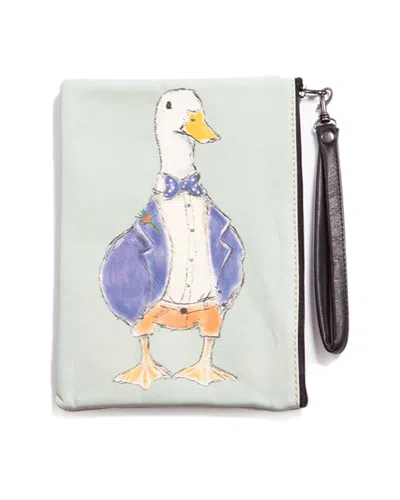 Blue Pacific Leather Wristlet In Aqua
