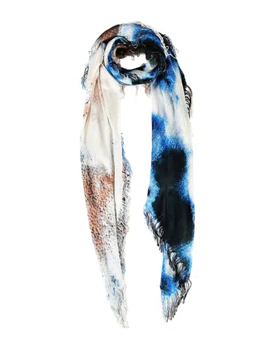 Blue Pacific Malibu Beach Cashmere-blend Print Scarf In White