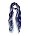 Blue Pacific Peace Silk-blend Scarf