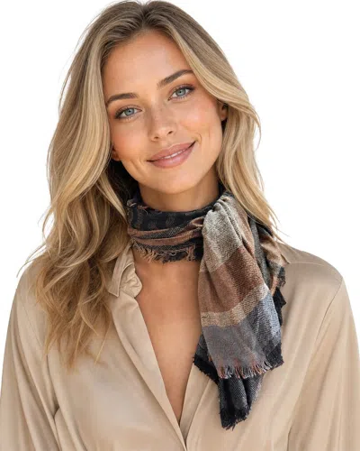 Blue Pacific Scottish Plaid Cashmere-blend Neckerchief In White
