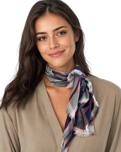 Blue Pacific Scottish Plaid Cashmere-blend Neckerchief In Orange
