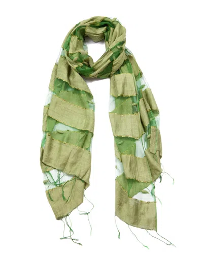 Blue Pacific Silk-blend Scarf In Green