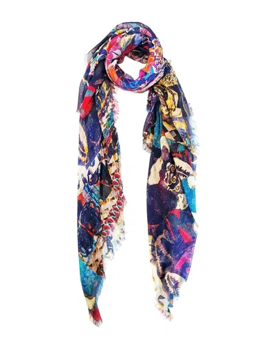 BLUE PACIFIC BLUE PACIFIC SILK-BLEND VINTAGE PATCHWORK SCARF