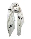 Blue Pacific Tissue Cashmere-blend Lightning Bolts Scarf In White