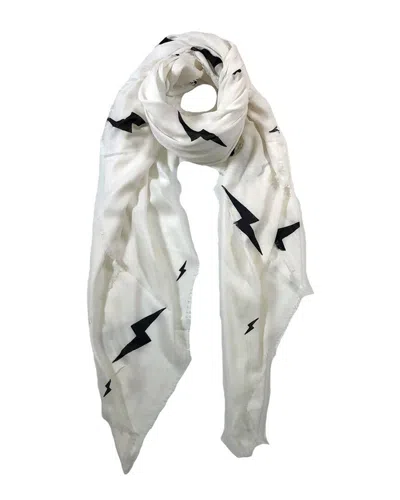 Blue Pacific Tissue Cashmere-blend Lightning Bolts Scarf In White