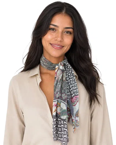 Blue Pacific Tulip Paisley Silk-blend Neckerchief In White