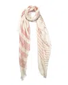 Blue Pacific Turkish Multi Stripe Linen-blend Scarf In Pink