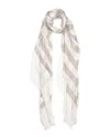 Blue Pacific Turkish Stripe Linen-blend Scarf In Brown