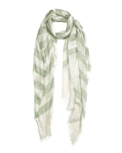 Blue Pacific Turkish Stripe Linen-blend Scarf In Green