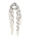 Blue Pacific Turkish Stripe Linen-blend Scarf In Silver