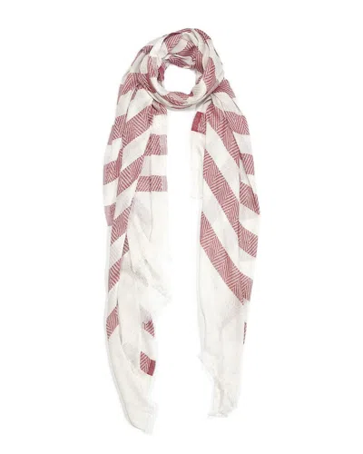 Blue Pacific Turkish Stripe Linen-blend Scarf In Red