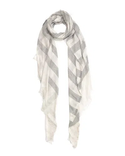 Blue Pacific Turkish Stripe Linen-blend Scarf In Silver