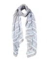 Blue Pacific Turkish Stripe Scarf In Grey