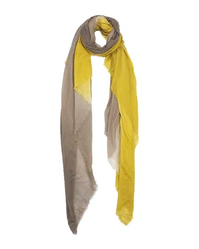 Blue Pacific Vintage Dip-dye Ombre Cashmere-blend Scarf In Yellow