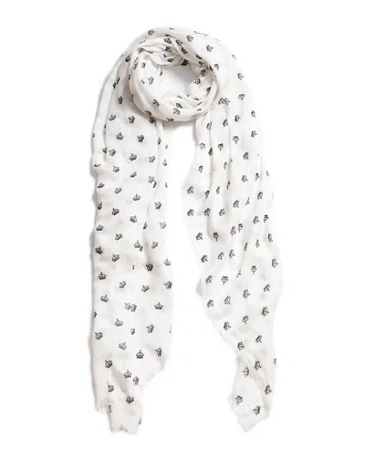 Blue Pacific Vintage Icon Crowns Cashmere-blend Scarf In White