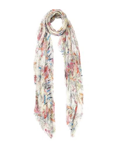 Blue Pacific Vintage Italian Abstract Art Scarf