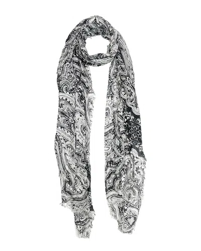 Blue Pacific Vintage Paisley Print Cashmere-blend Scarf In Gray