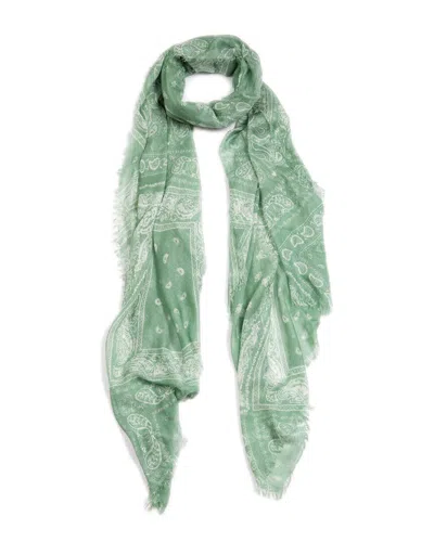 Blue Pacific Vintage Paisley Print Cashmere-blend Scarf In Green