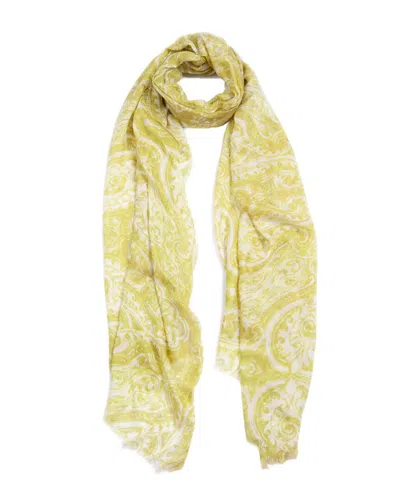 Blue Pacific Vintage Paisley Print Cashmere-blend Scarf In Yellow