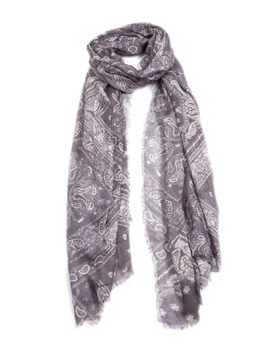 Blue Pacific Vintage Paisley Print Cashmere-blend Scarf In Grey
