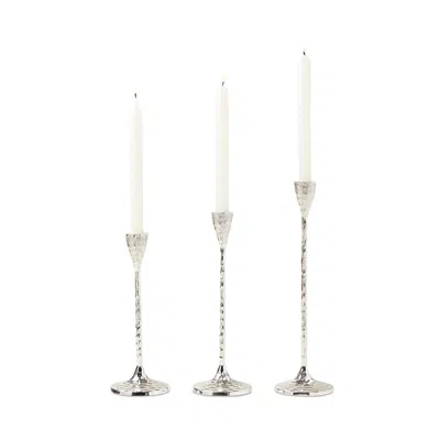 Blue Pheasant Alina Candle Holder, Set Of 3 In White