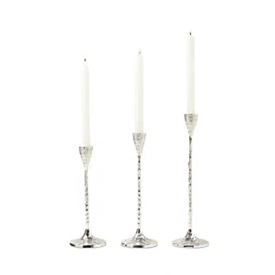 Blue Pheasant Alina Candle Holder, Set Of 3 In Silver