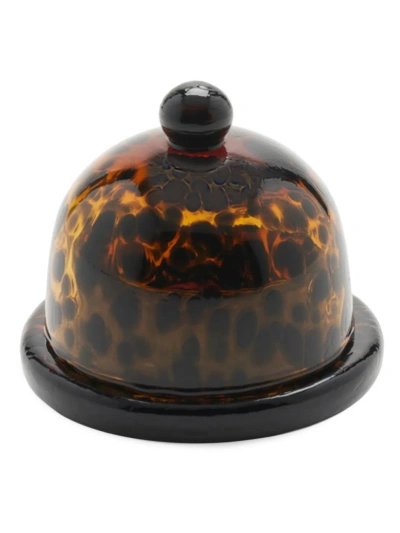 Blue Pheasant Andrew 2-piece Tortoise Shell Round Butter Dish Set